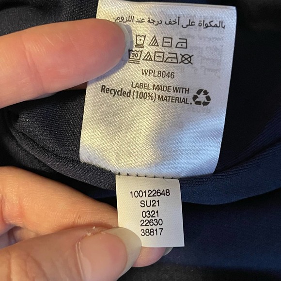 JM Collection Navy Cold Shoulder Lace 3/4 Sleeve V Neck Top NWT Size Small - Picture 12 of 12